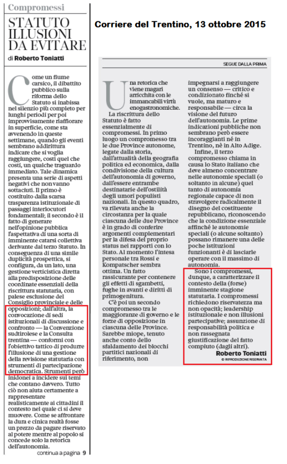 20151013 CdT Statuto, illusioni da evitare