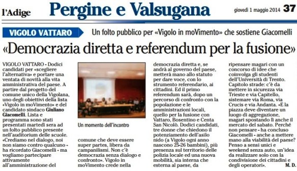democrazia diretta e referendum per la fusione